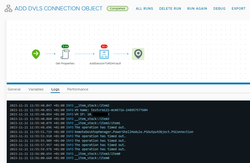 Worflow executing and output