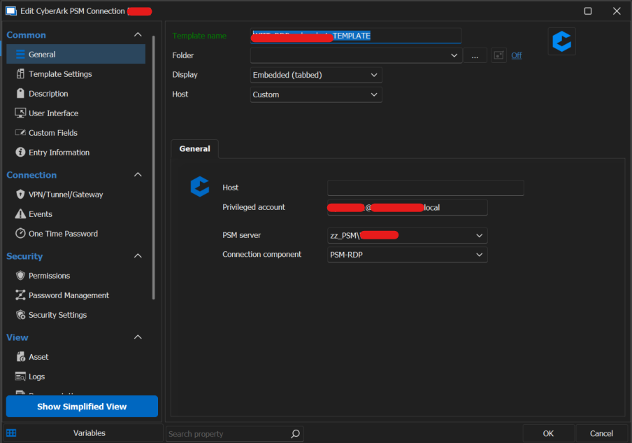 RDM Cyberark PSM Template