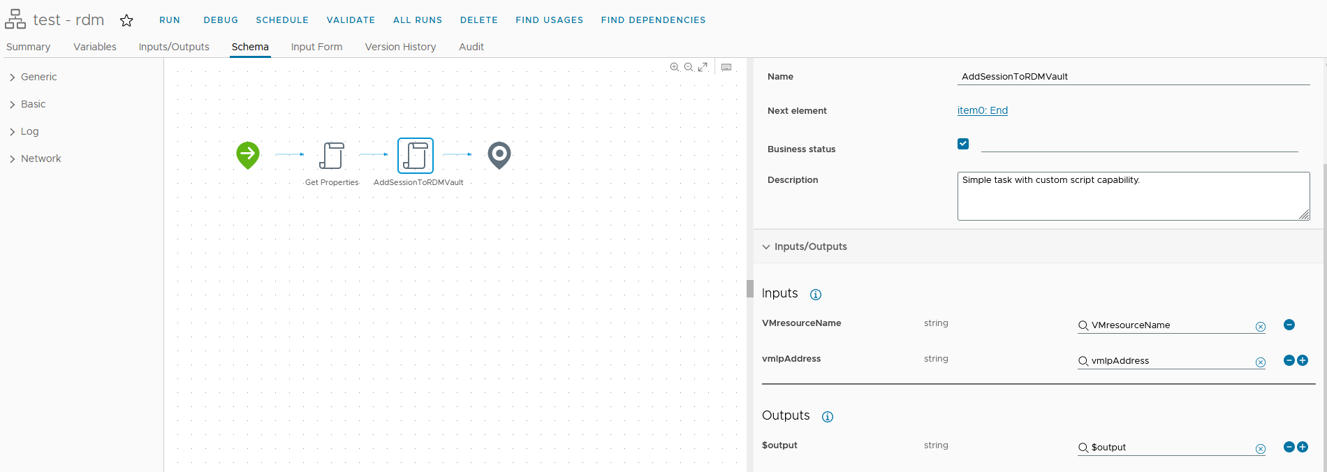 vRo Workflow Schema